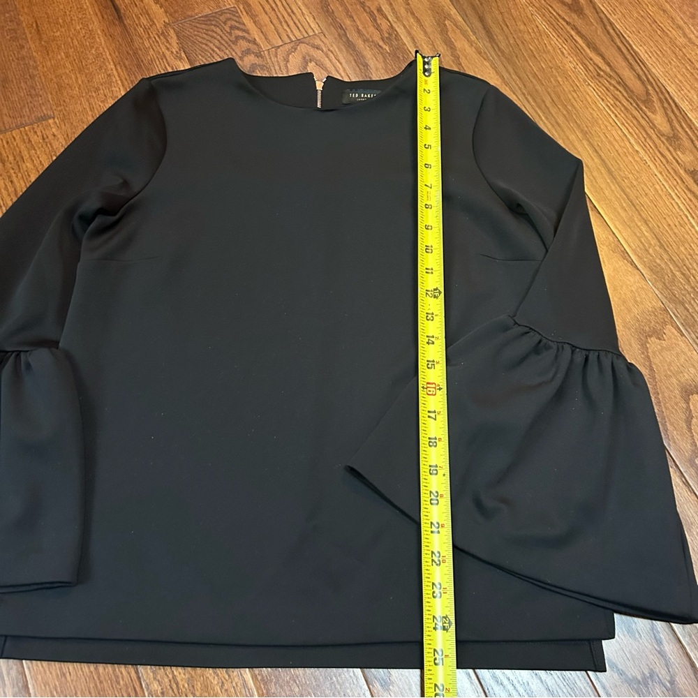 Ted Baker Elegant Black Top with Flared Sleeves - Picture 8 of 10